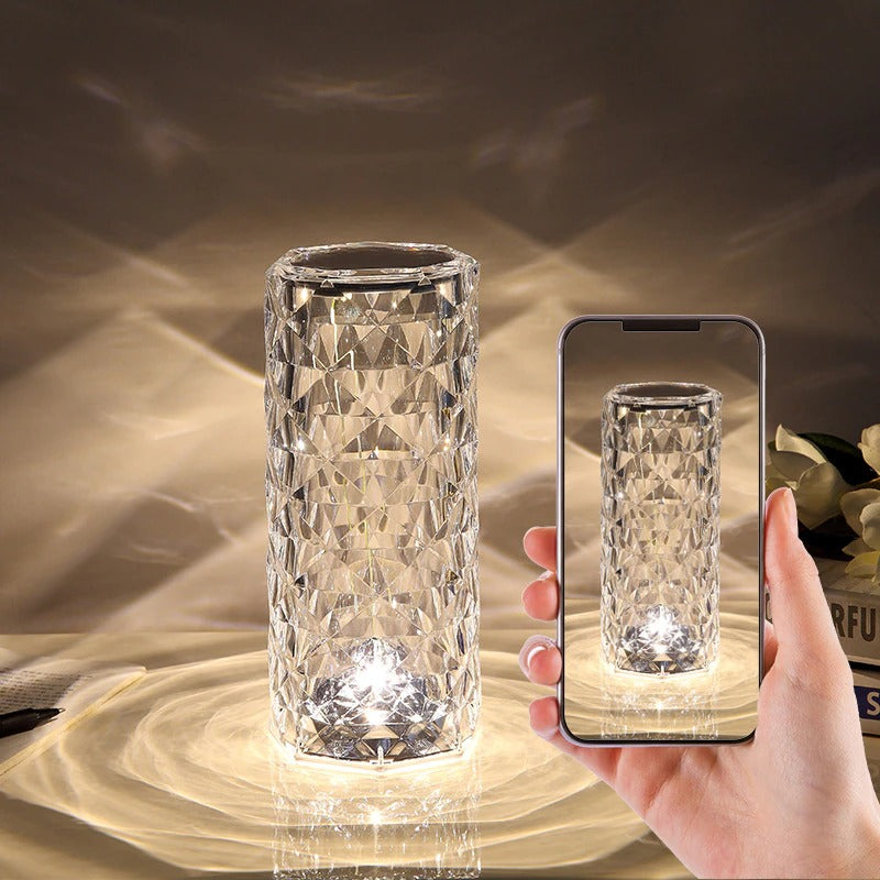Rechargeable Rose Crystal Table Lamp with Touch Control 50007