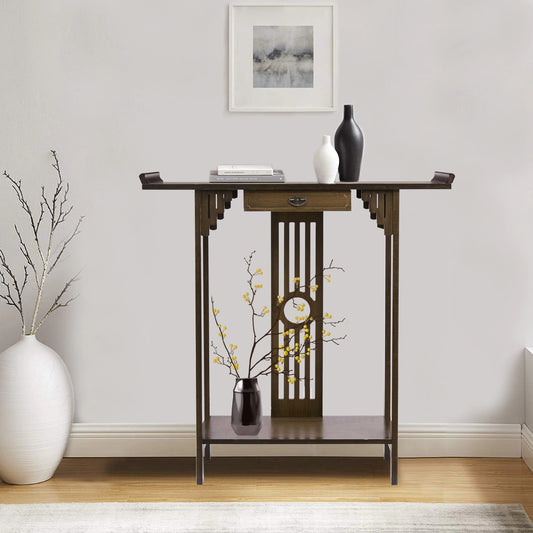 Rustic Bamboo Entryway Console Table SKU 35020
