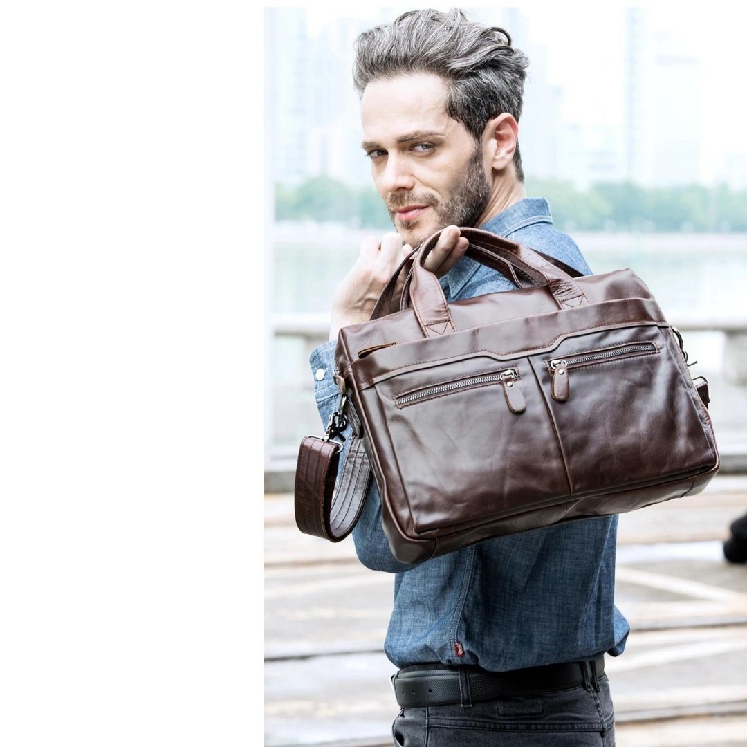 Leather Messenger Laptop Shoulder Bag for Men 82030