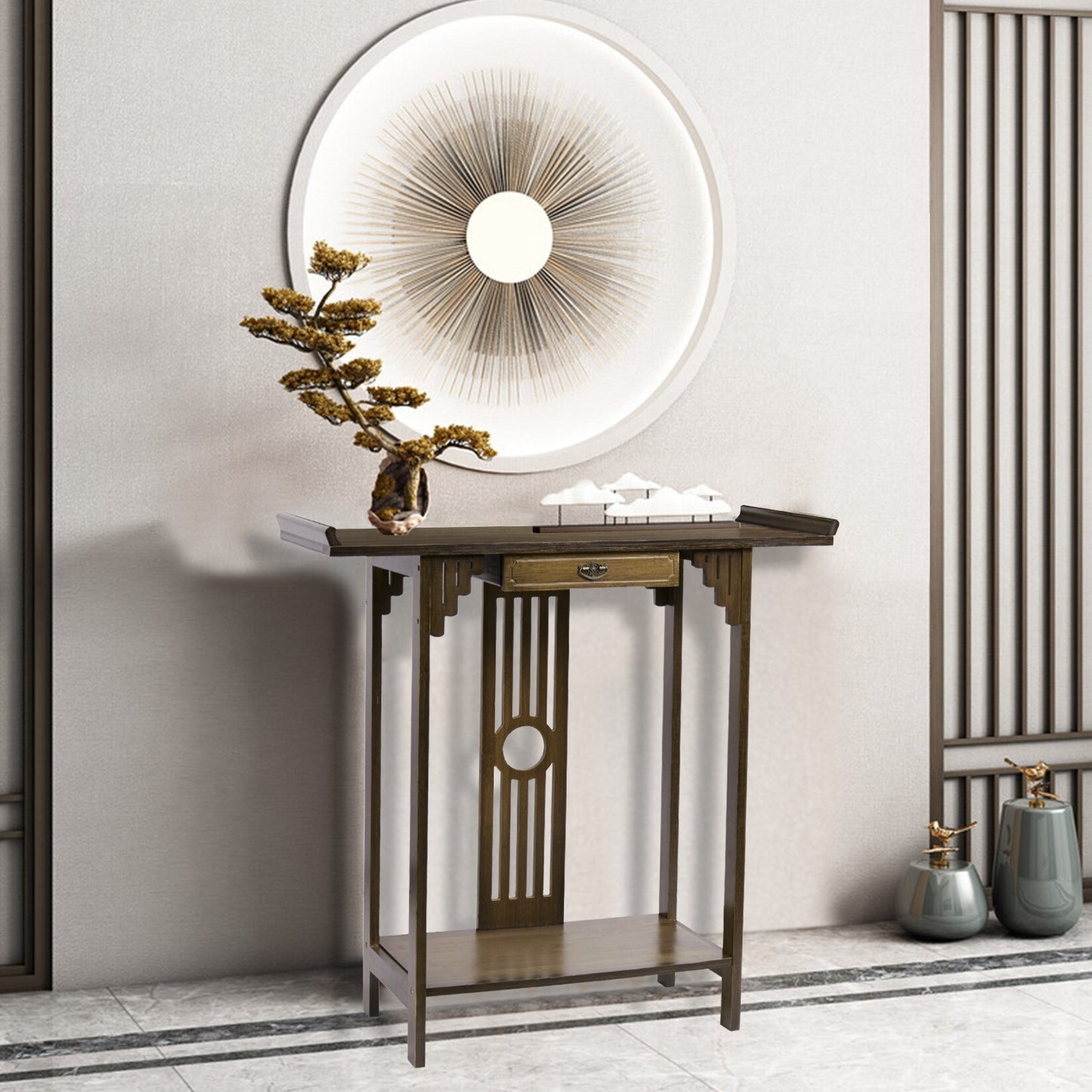 Rustic Bamboo Entryway Console Table SKU 35020