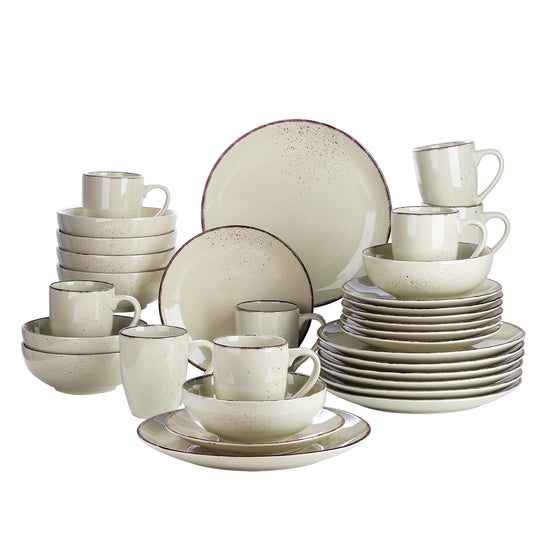 Cream Stoneware Ceramic Dinnerware Set for 4 8 12 SKU 70094