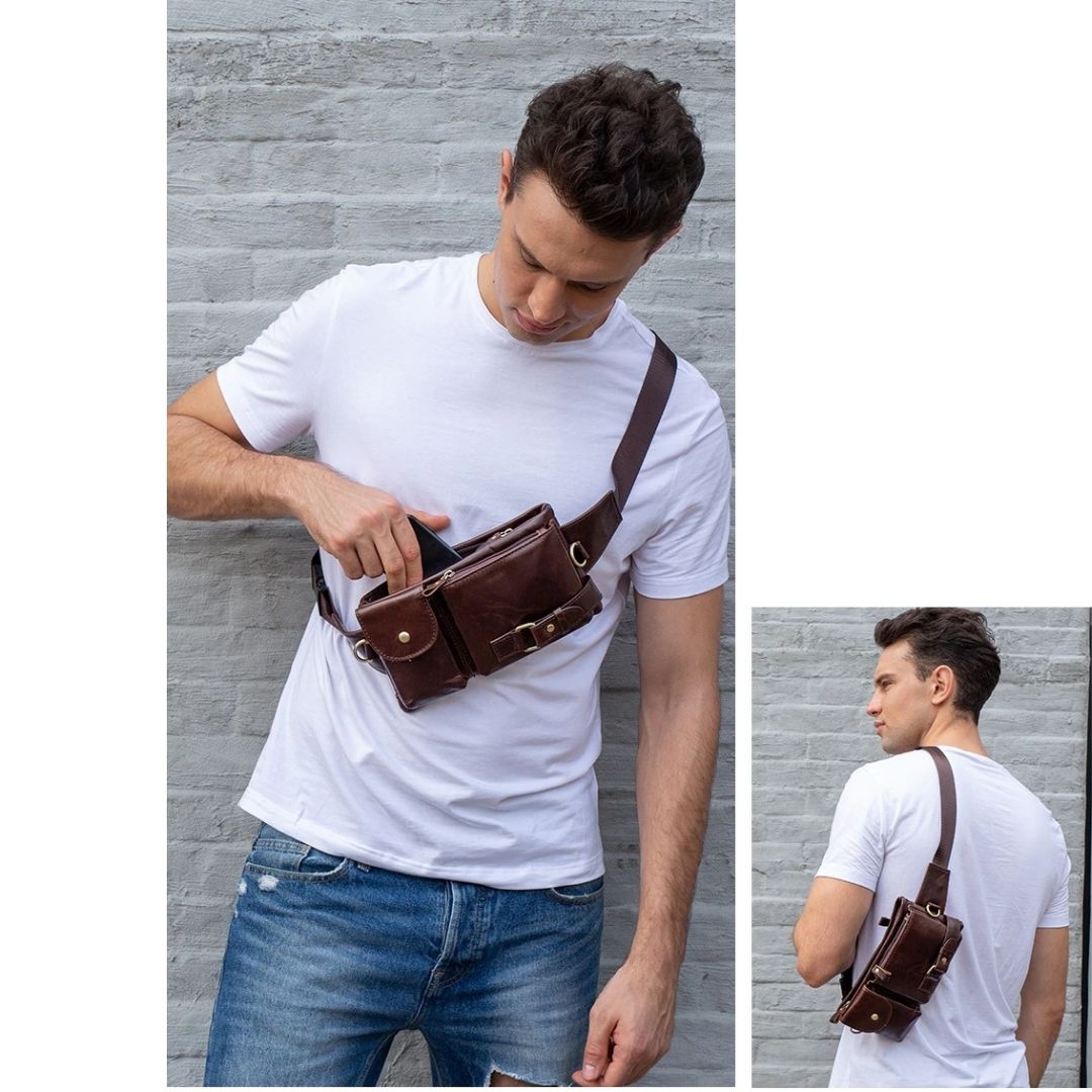 Fashion Waist Bag Leather Fanny Pack for Men 82027