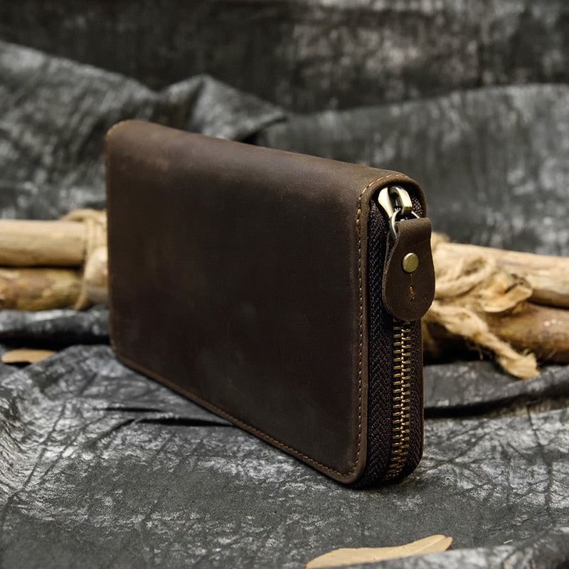 Leather Wallet for Men with Zipper