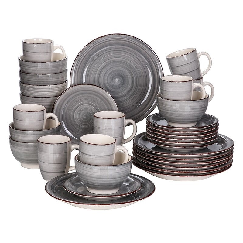 Grey Stoneware Ceramic Dinnerware Set for 4 8 12 SKU 70024