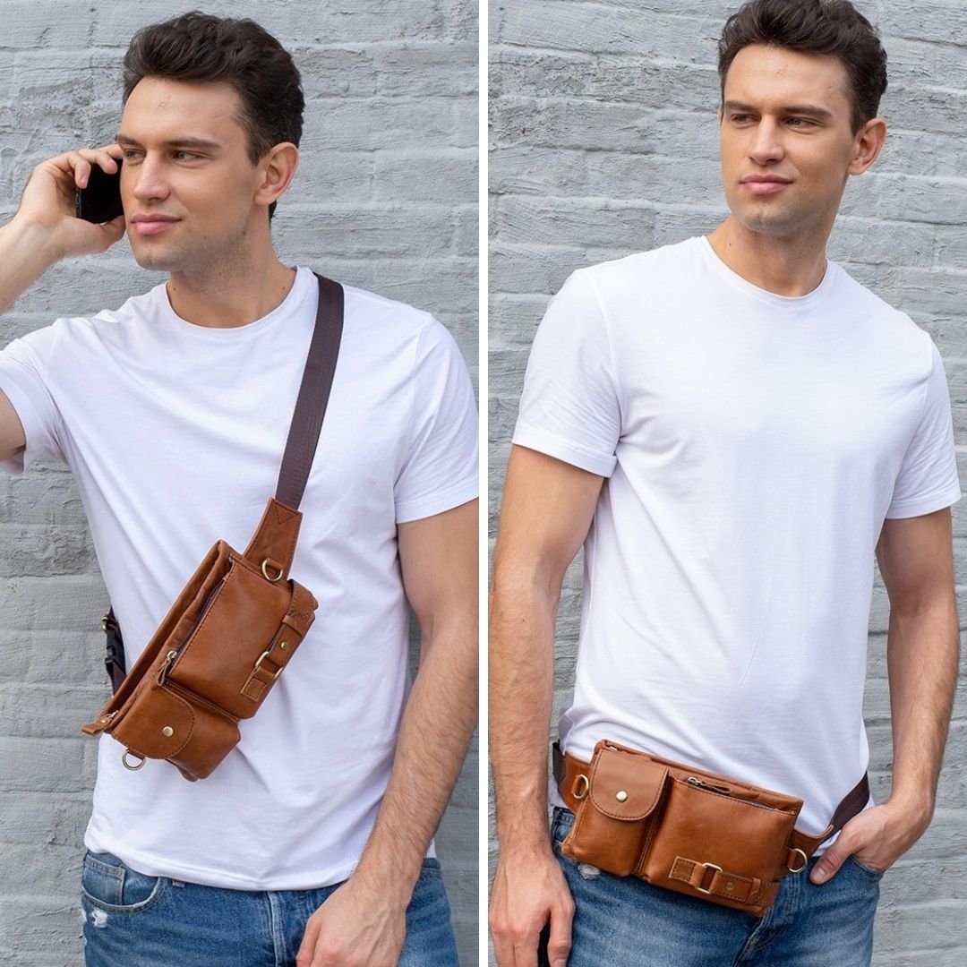 Fashion Waist Bag Leather Fanny Pack for Men 82027