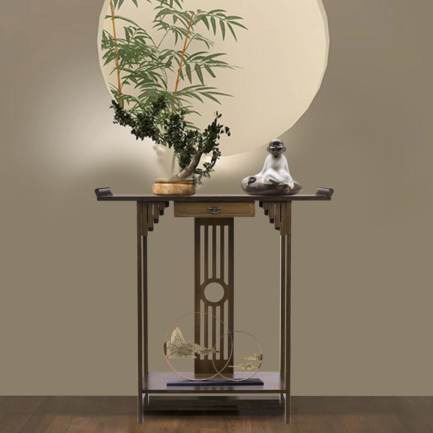 Rustic Bamboo Entryway Console Table SKU 35020