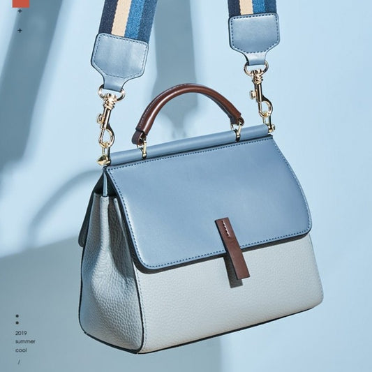 Leather Shoulder Bag with Zip and Strap