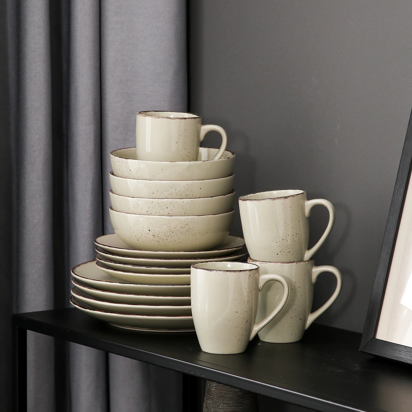 Cream Stoneware Ceramic Dinnerware Set for 4 8 12 SKU 70094