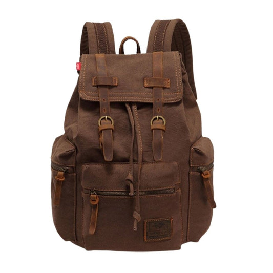 Canvas Travel Laptop Backpack with Zipper and Drawstring 82032