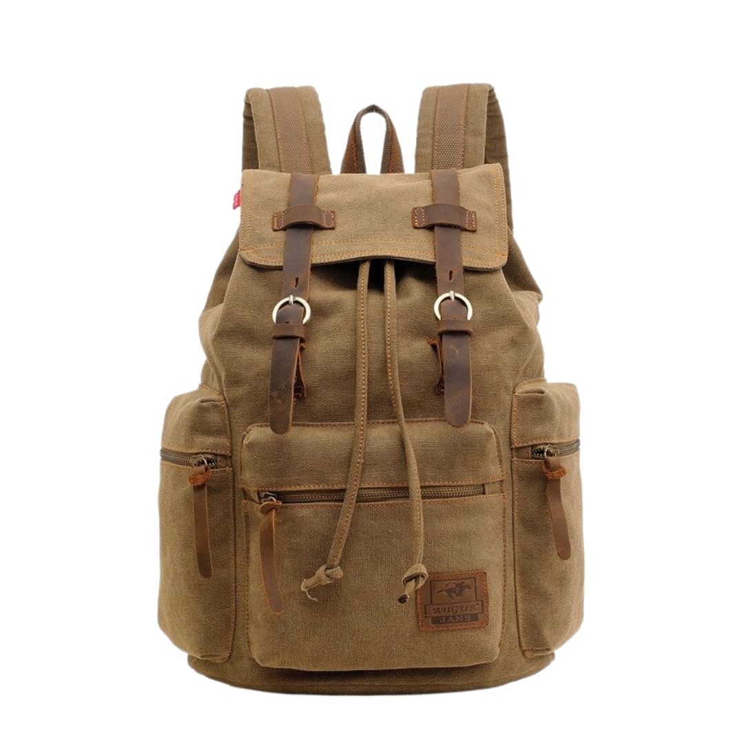 Canvas Travel Laptop Backpack with Zipper and Drawstring 82032