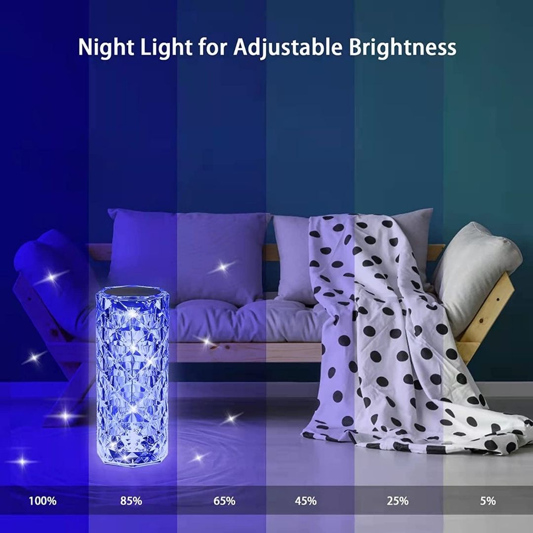 Rechargeable Rose Crystal Table Lamp with Touch Control 50007