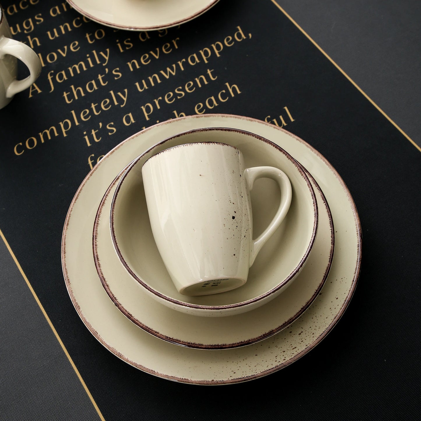 Cream Stoneware Ceramic Dinnerware Set for 4 8 12 SKU 70094