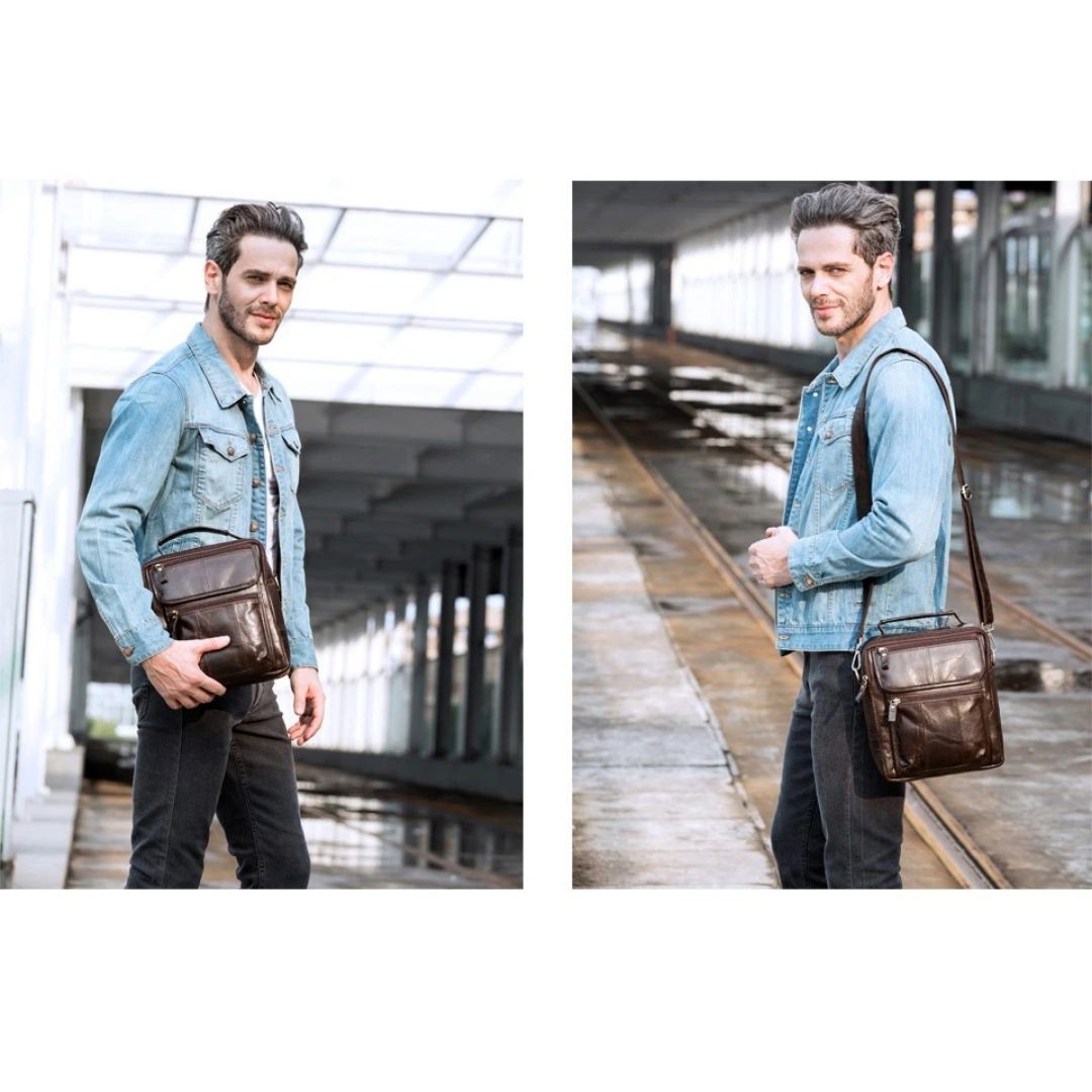Leather Messenger Shoulder Bag for Men 82026