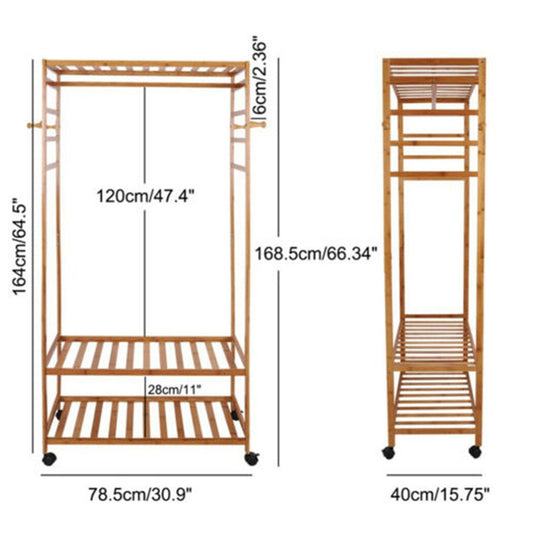 Bamboo Standing Clothing Rack with Shelves SKU 35022