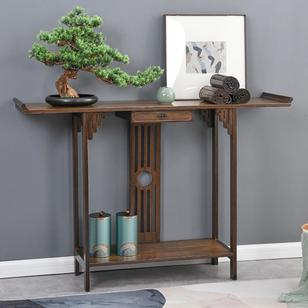 Rustic Bamboo Entryway Console Table SKU 35020