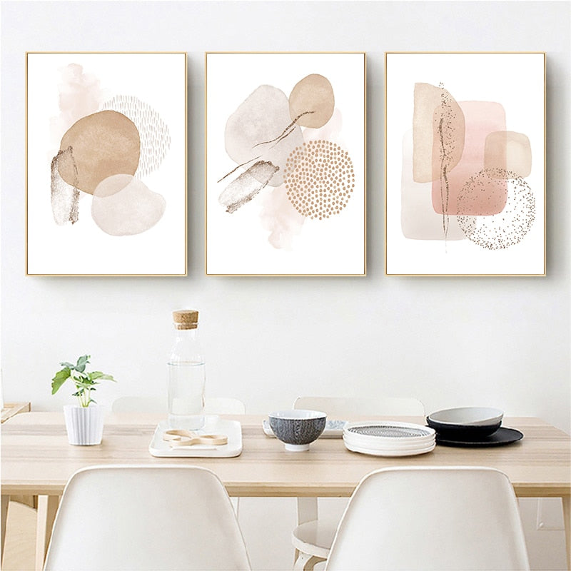 Modern Pink Geometric Art Print on Canvas