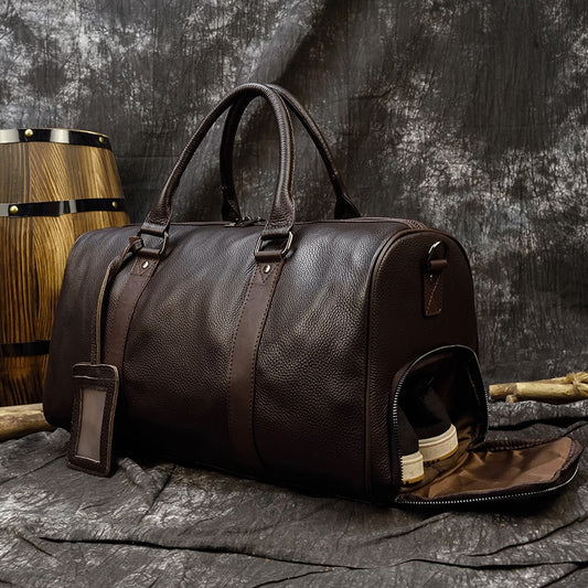 Large Leather Travel Duffle Bag 82003