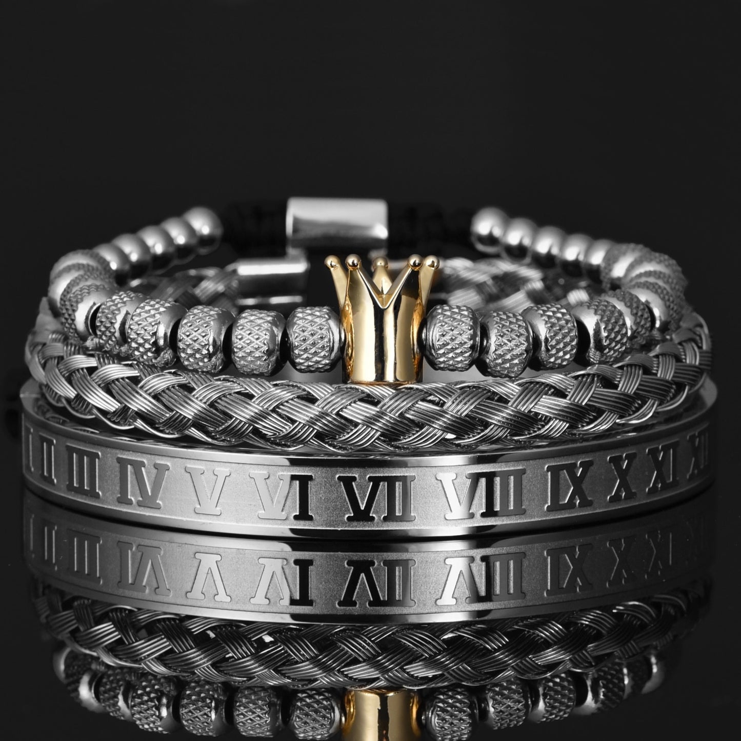 Stainless Steel Royal Crown Charm Bracelet
