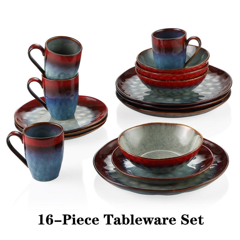 Red Stoneware Ceramic Dinnerware Set for 4 8 12 SKU 70018