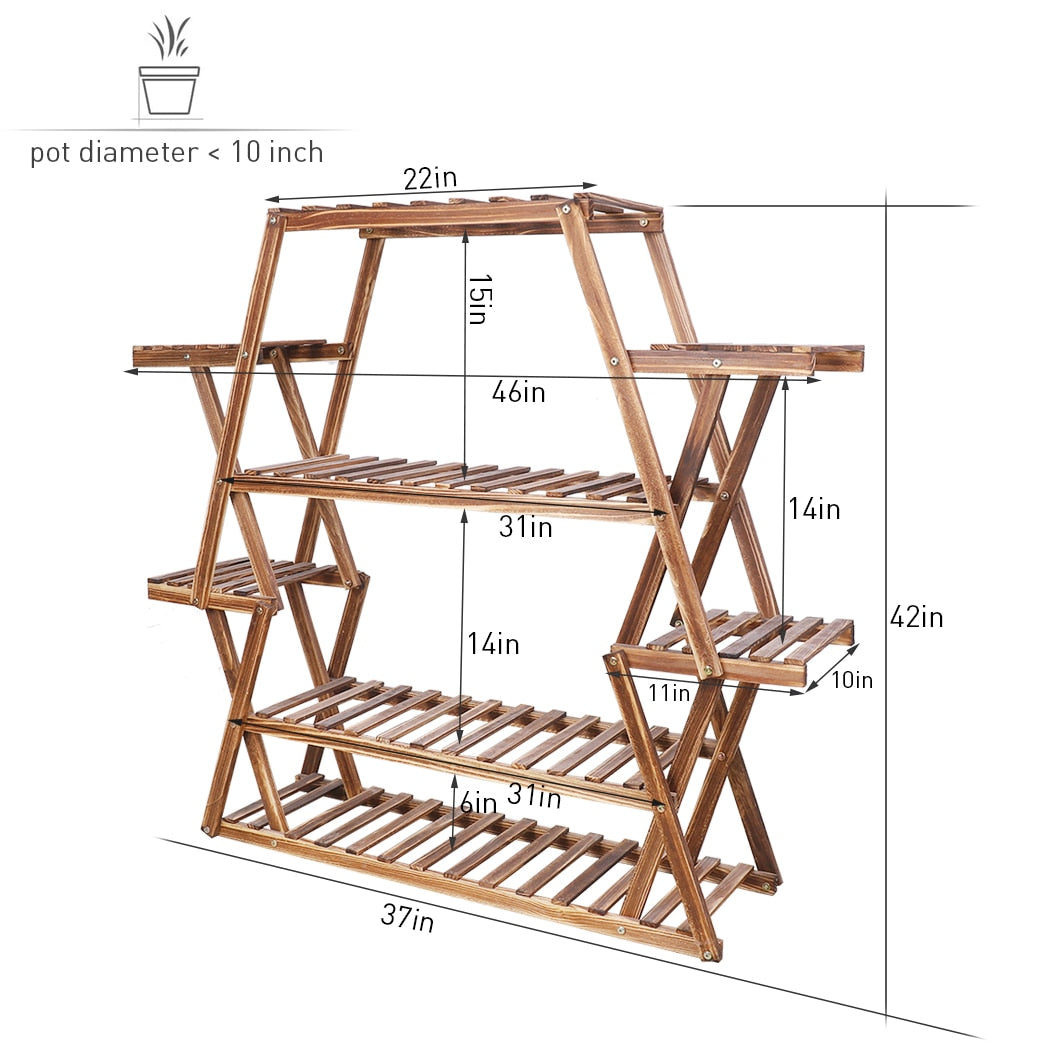 Solid Wood Plant Pot Stand for Indoor and Outdoor SKU 35012