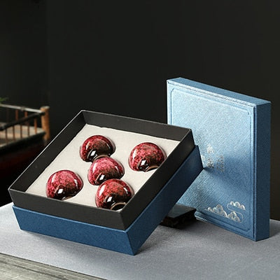 5 Piece Ceramic Porcelain Zen Tea Cup Set SKU 70012