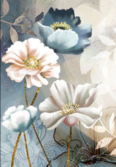Blue and White Flowers Art Print on Canvas