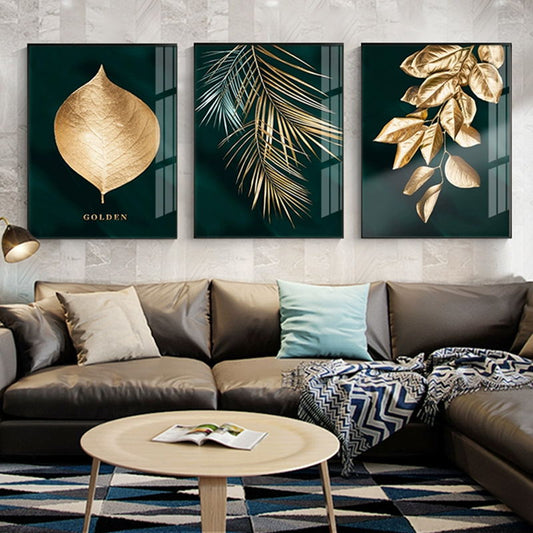 Golden Leaf Art Print on Canvas