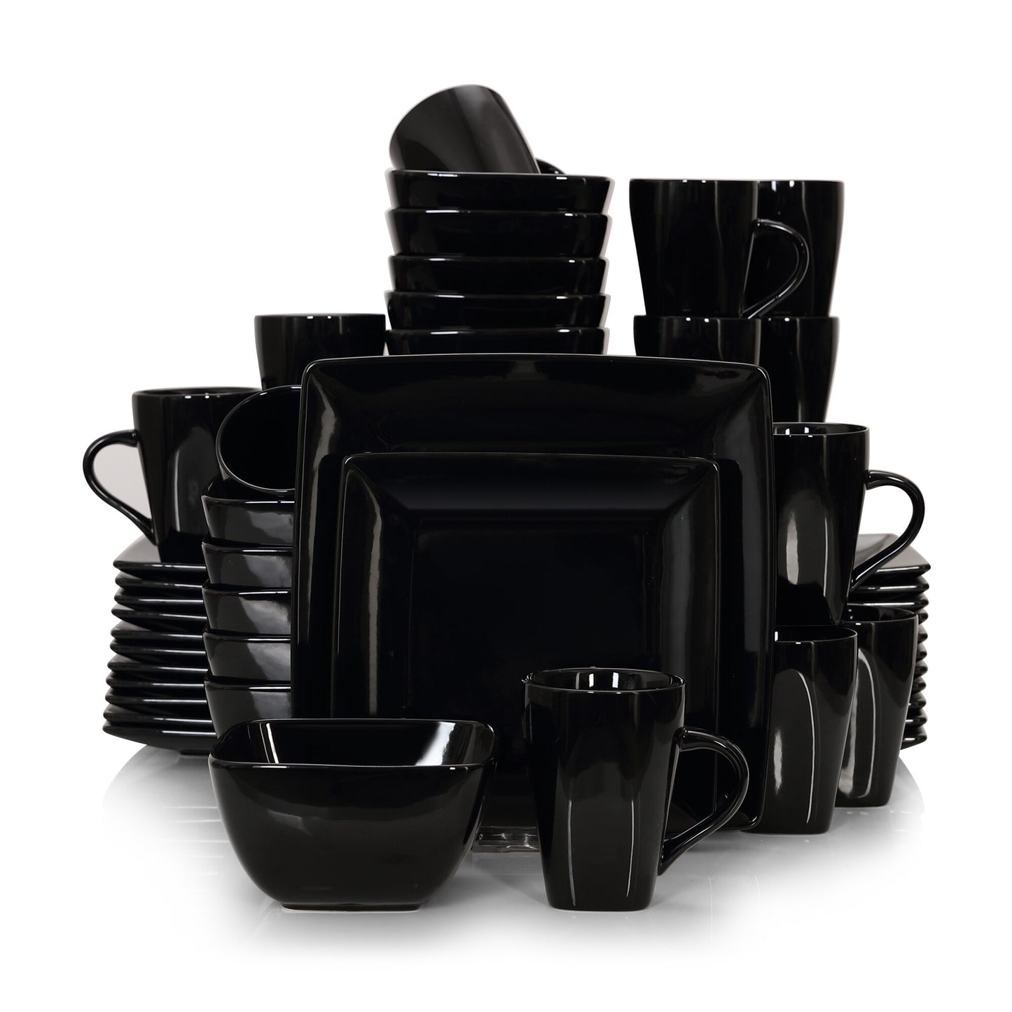 Black Stoneware Ceramic Dinnerware Set for 4 8 SKU 70022