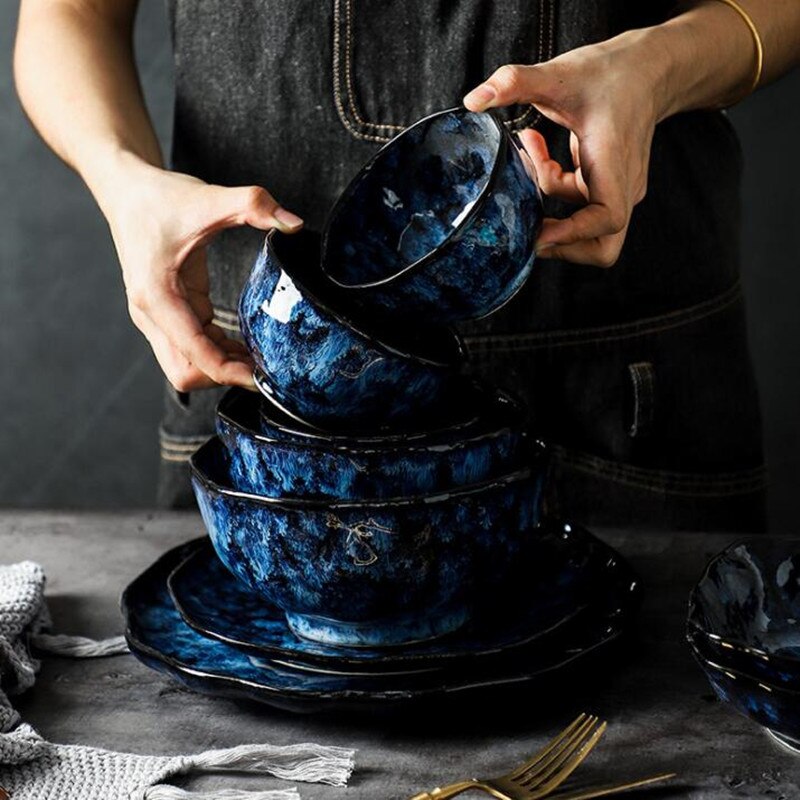 Premium Blue Stoneware Ceramic Dinnerware SKU 70085