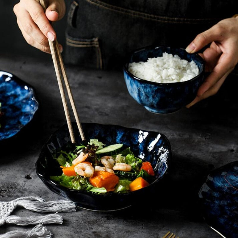 Premium Blue Stoneware Ceramic Dinnerware SKU 70085
