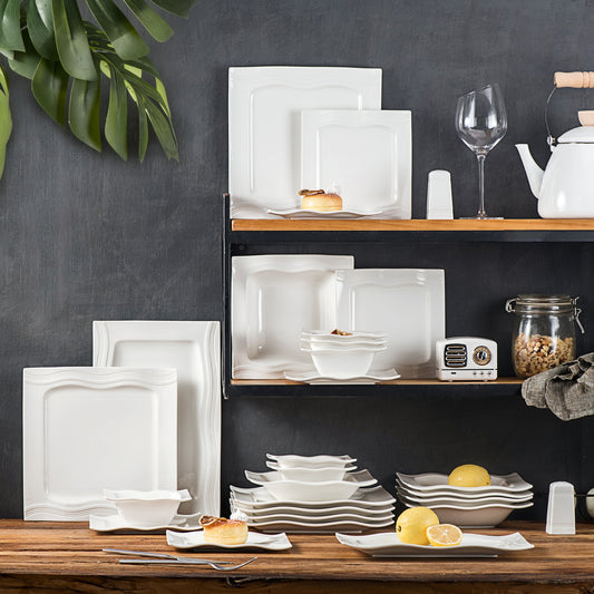 White Stoneware Dinnerware Set 28 Pieces SKU 70003