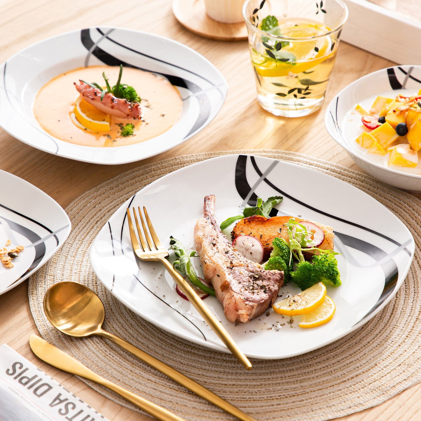Stoneware Ceramic Dinnerware Set 24 PC for 6 SKU 70020