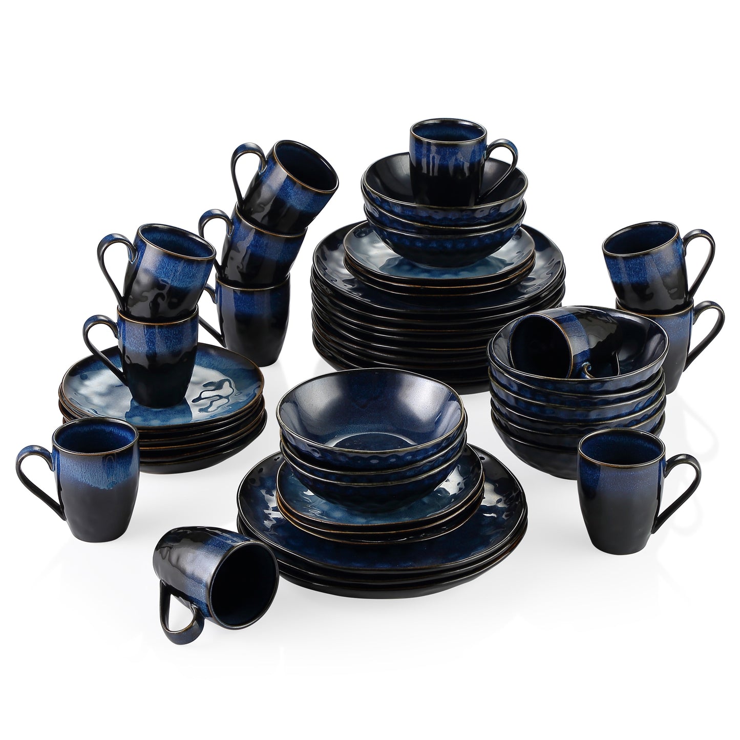 Blue Stoneware Ceramic Dinnerware Set for 4 8 12 SKU 70016