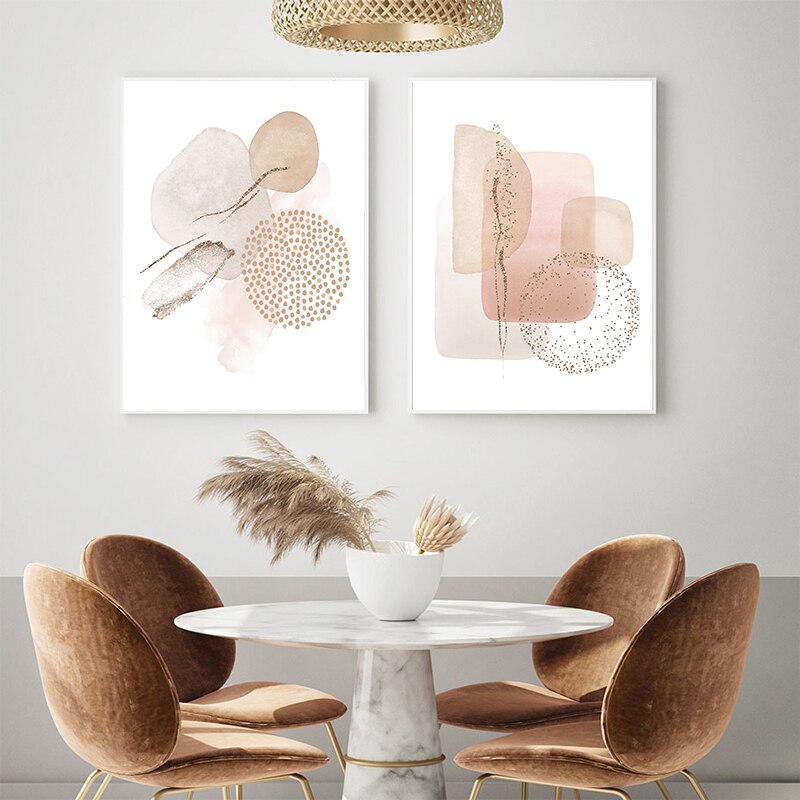 Modern Pink Geometric Art Print on Canvas