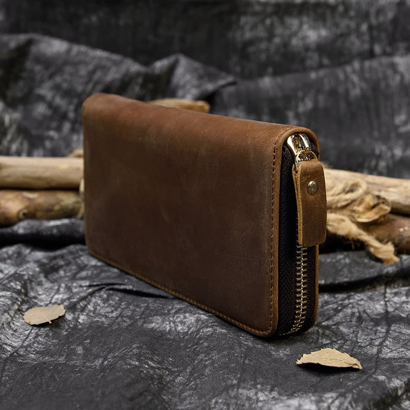 Leather Wallet for Men with Zipper