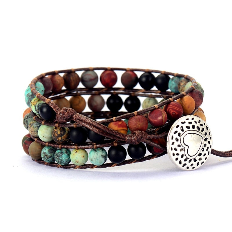 Natural Stone Leather Bracelet S2