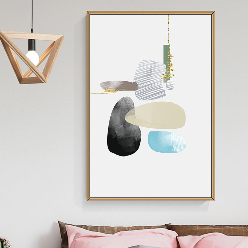 Modern Geometric Shape Art Print on Canvas