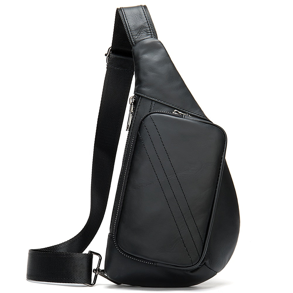 Leather Sling Crossbody Chest Bag for Men 82029