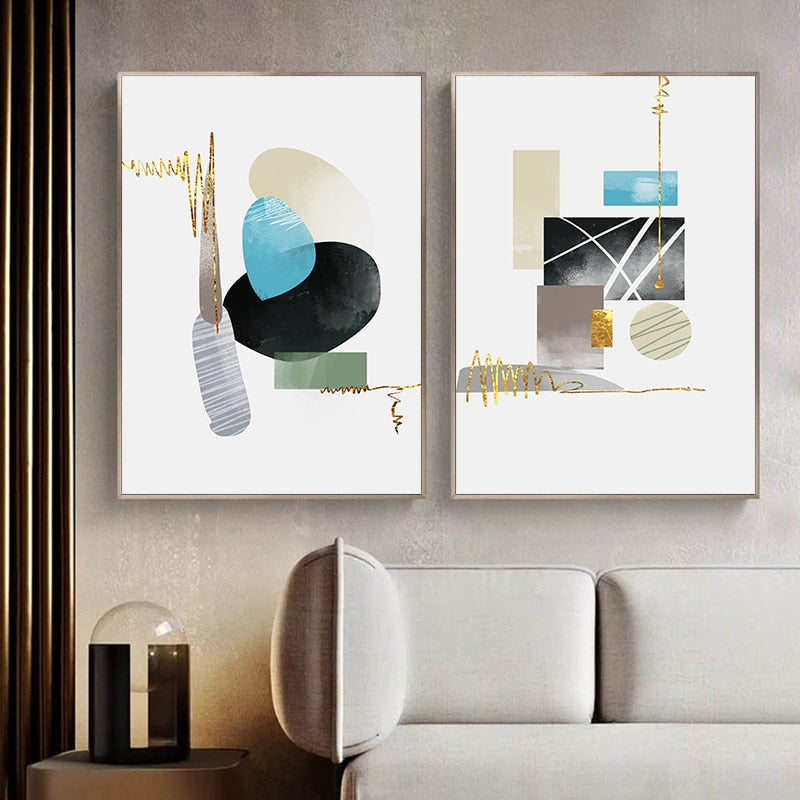 Modern Geometric Shape Art Print on Canvas