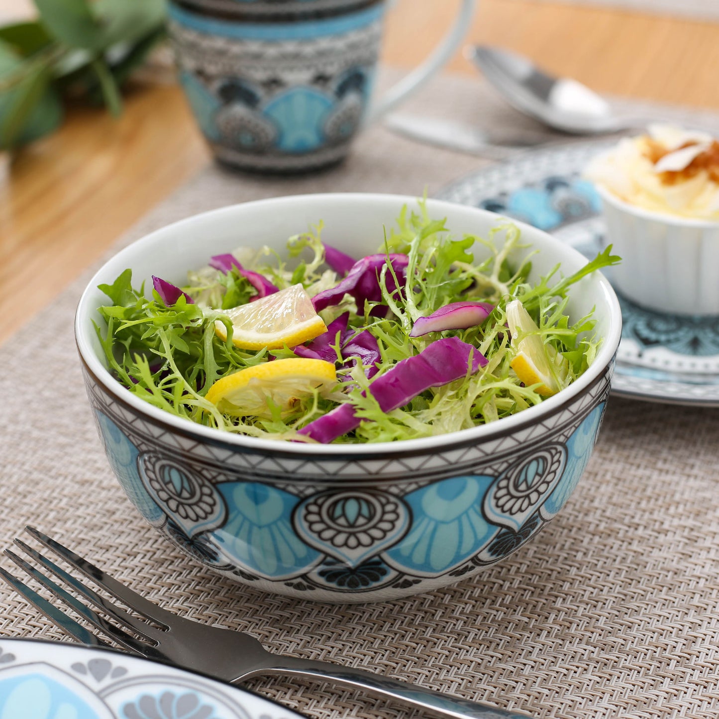 Blue Stoneware Ceramic Dinnerware Set for 4 SKU 70103