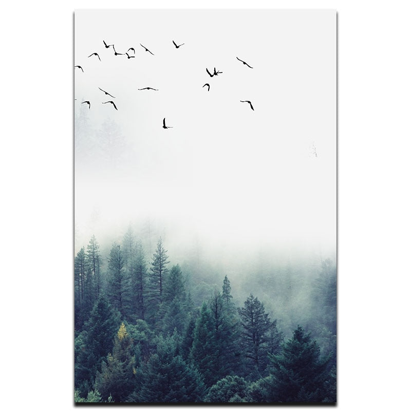 Mist and Forest Art Print on Canvas