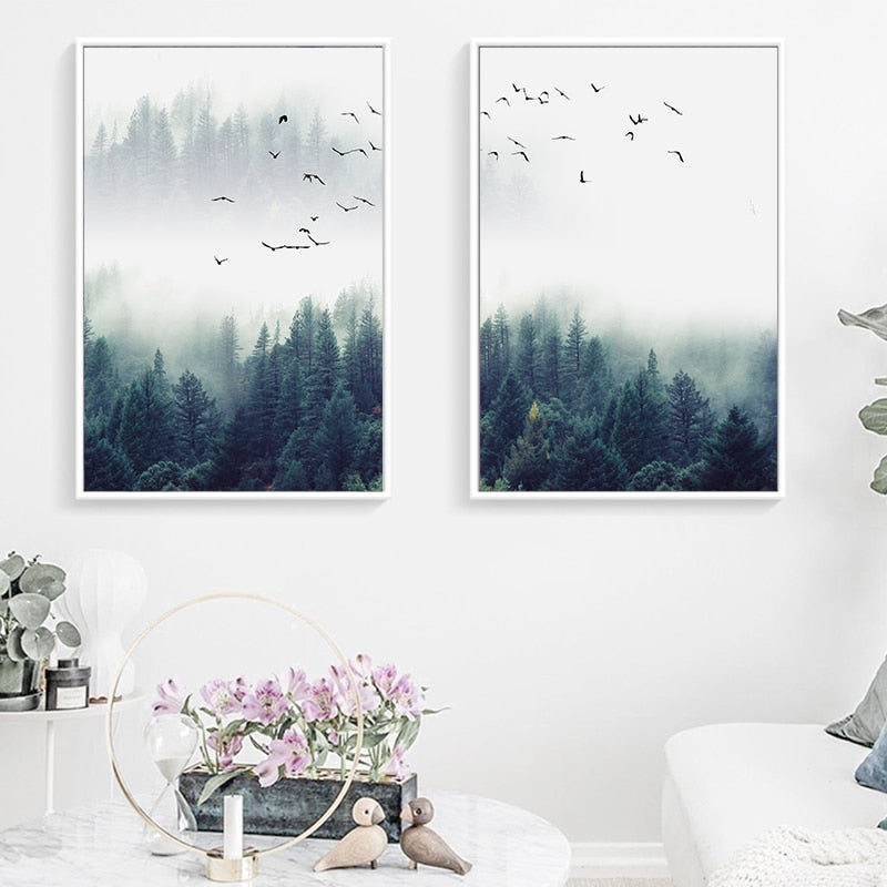 Mist and Forest Art Print on Canvas