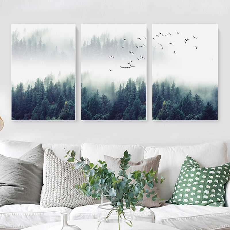 Mist and Forest Art Print on Canvas