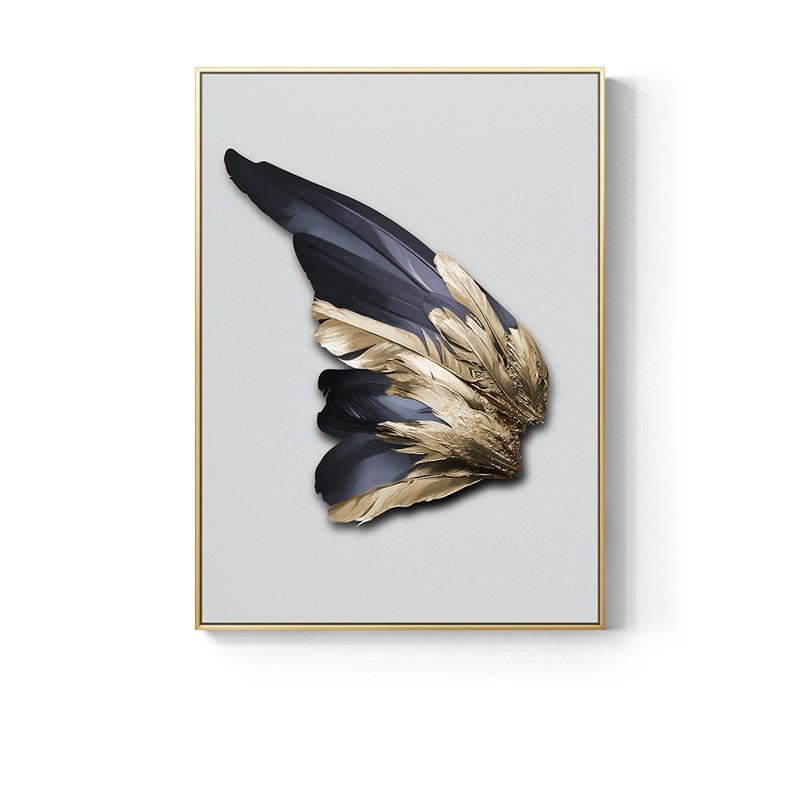 Golden Feather Art Print on Canvas