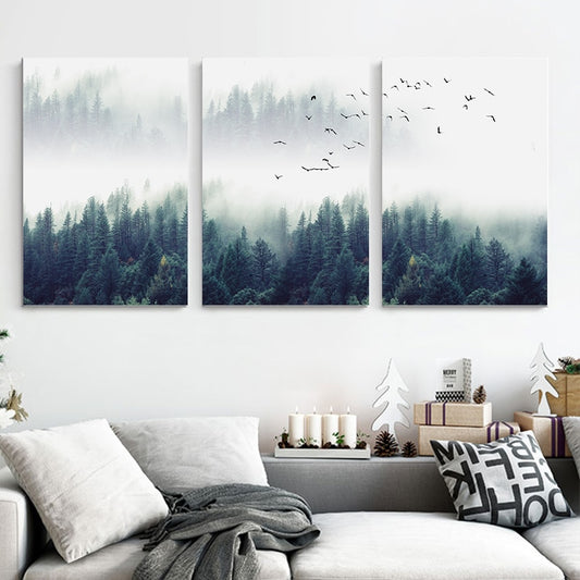 Mist and Forest Art Print on Canvas