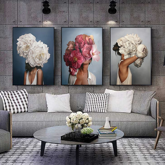 Floral Woman Art Print on Canvas