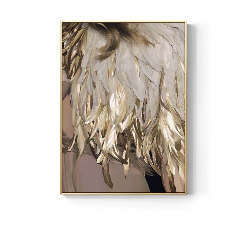 Golden Feather Art Print on Canvas