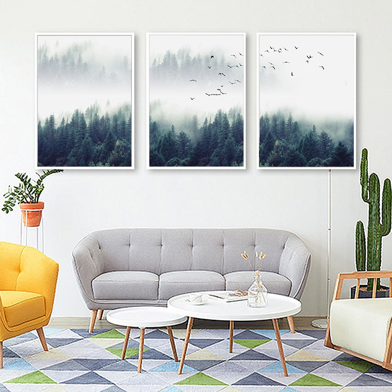 Mist and Forest Art Print on Canvas