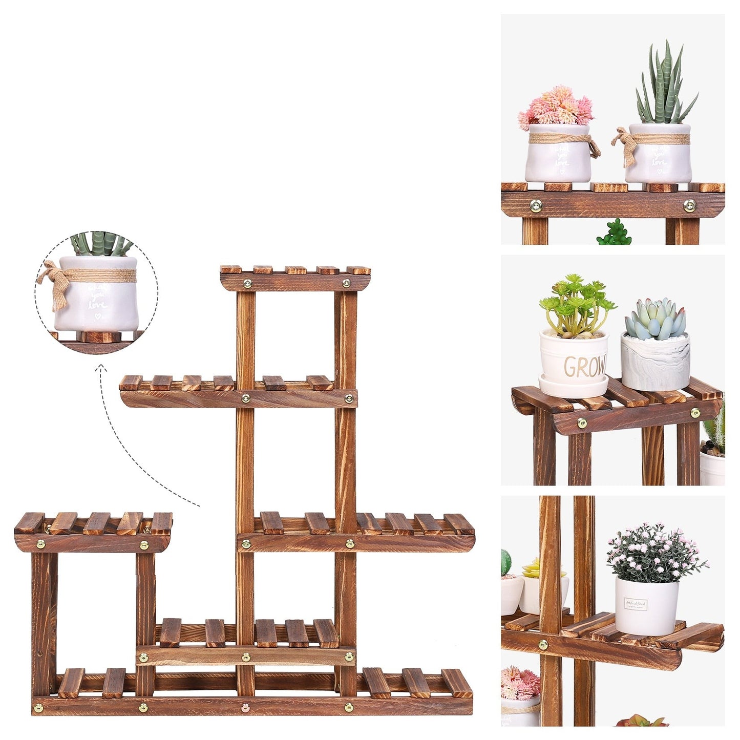 Solid Wood Plant Pot Stand for Indoor and Outdoor SKU 35003