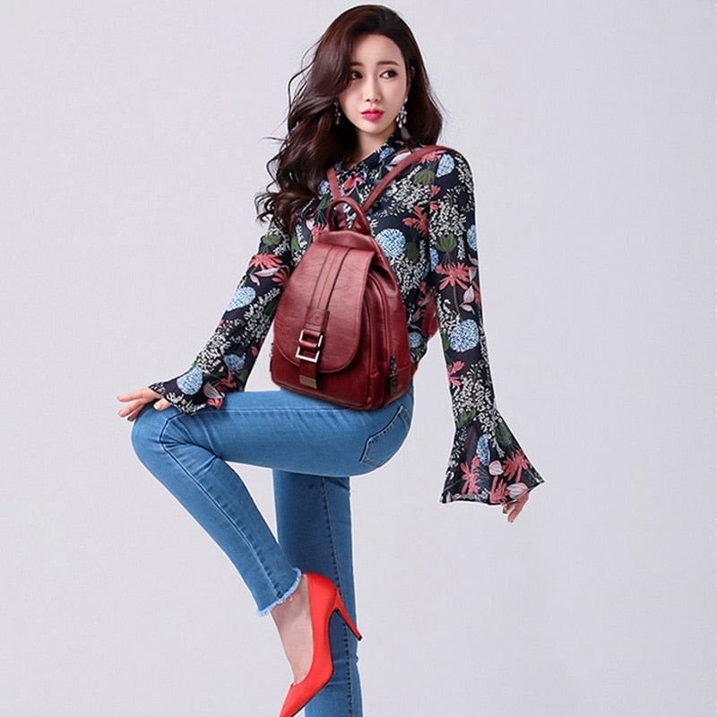 Cute Bookbag PU Leather Backpack Purse for Women 82035
